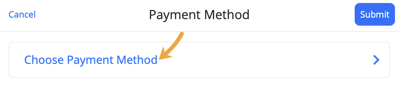Choose payment method feature