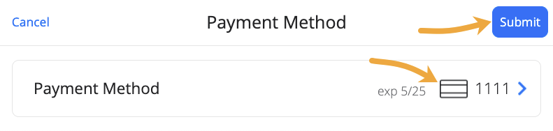 Select payment method feature