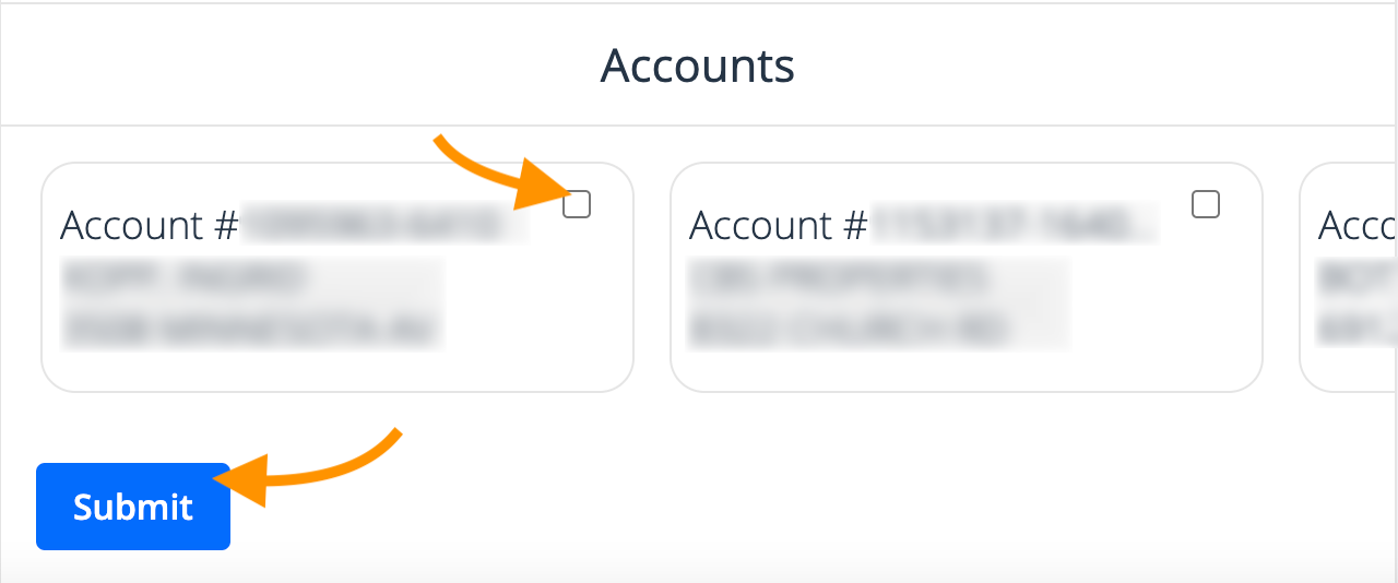 Screenshot of select account feature