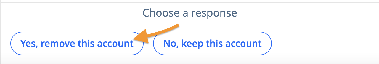 Screenshot of yes, remove account button
